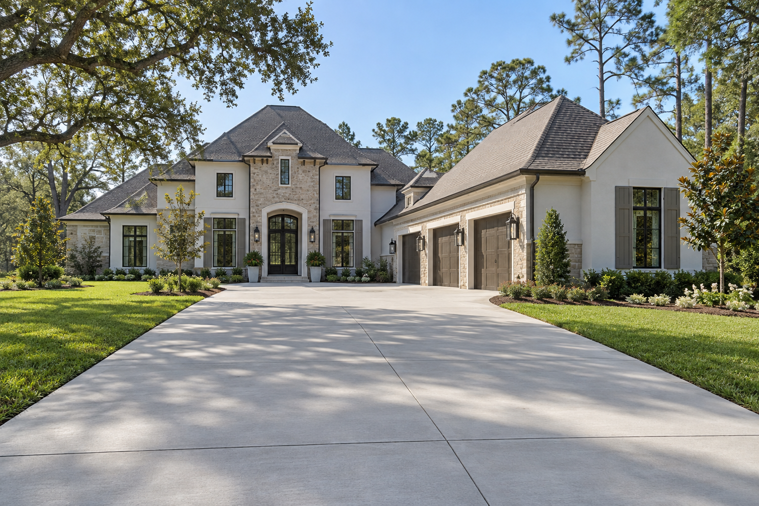 Finished concrete driveway at a Louisiana home